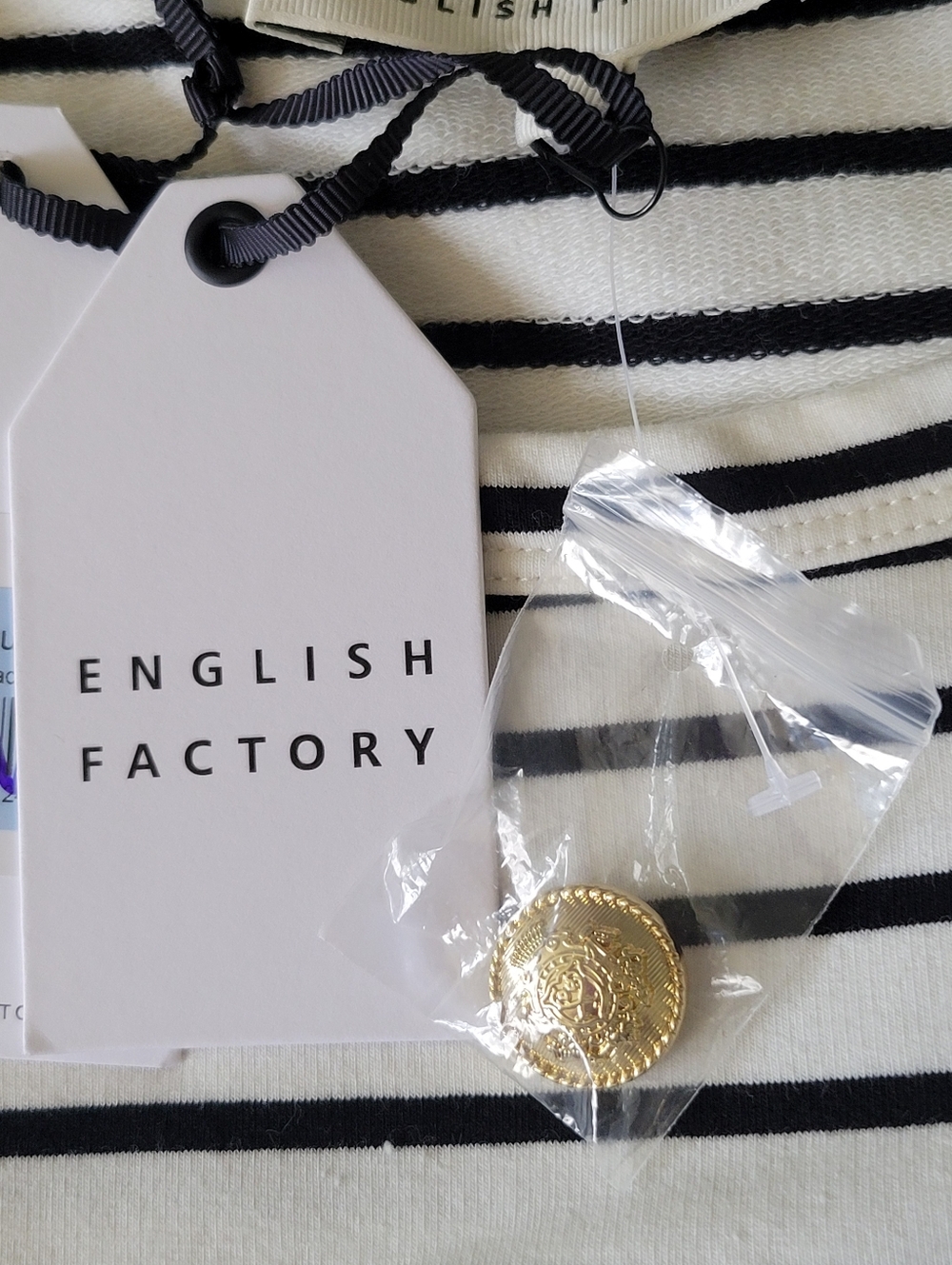 NWT Anthropologie × English Factory Power Shoulder Top Striped Nautical Preppy L - Picture 12 of 14